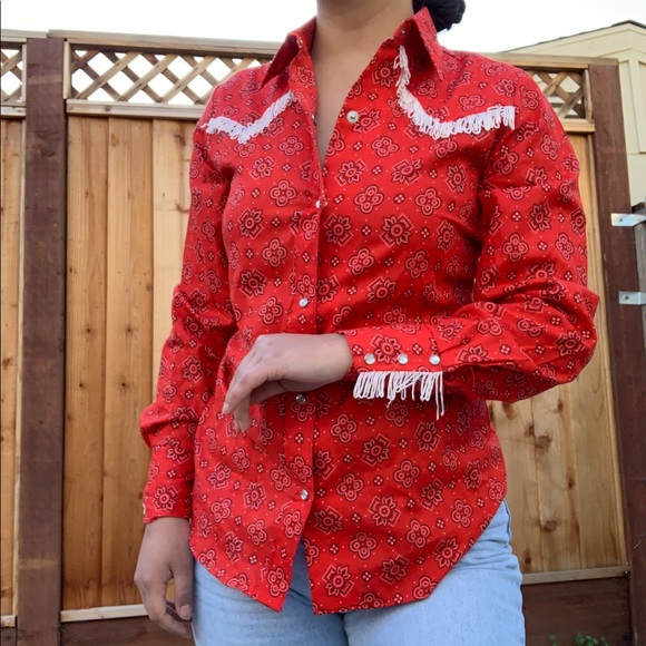 VINTAGE WESTERN PAISLEY LONG SLEEVE! - Picture 3 of 7